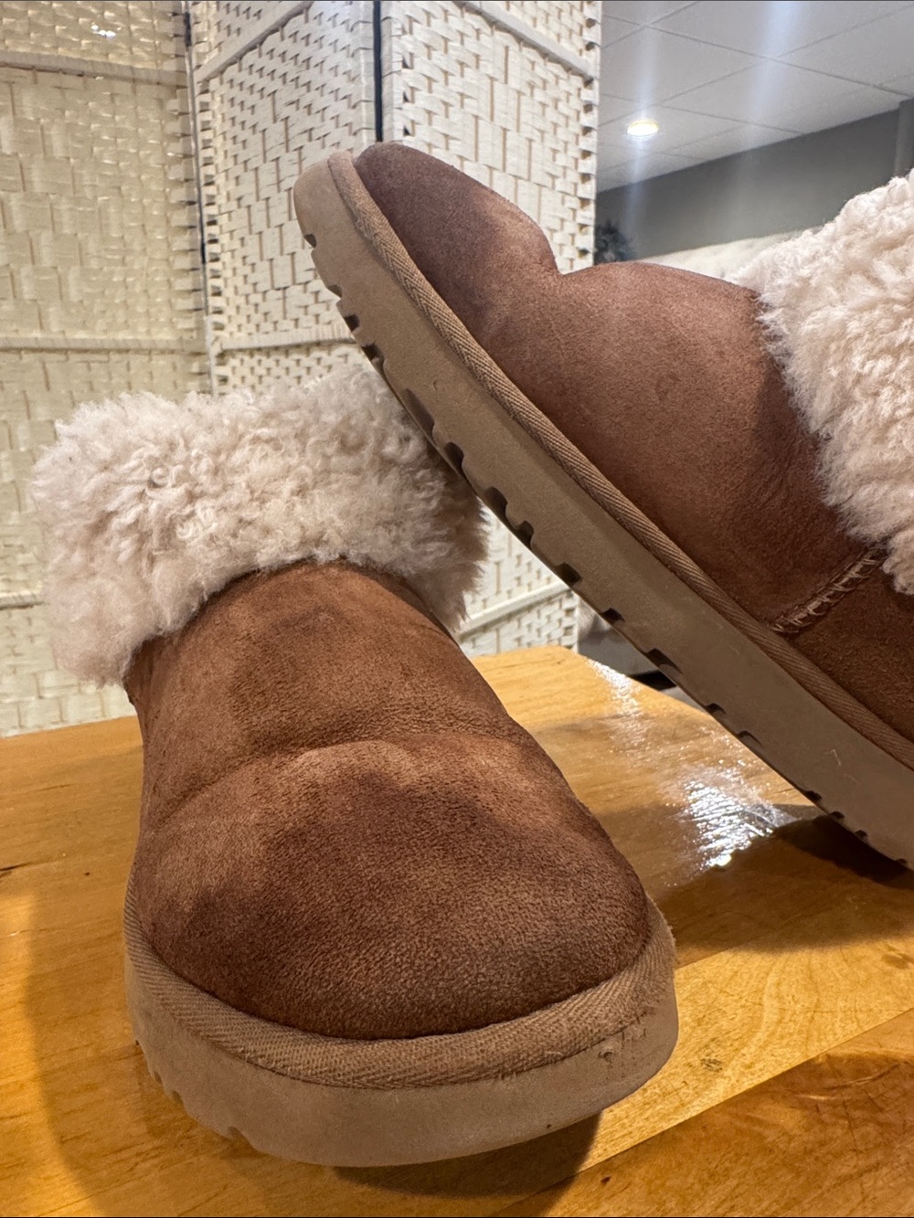 UGG Chestnut Suede Booties with folded down Sheepskin Cuff - Picture 10 of 11